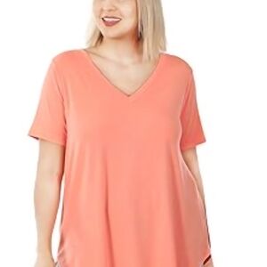 Zenana Outfitters Peach V-Neck Tunic